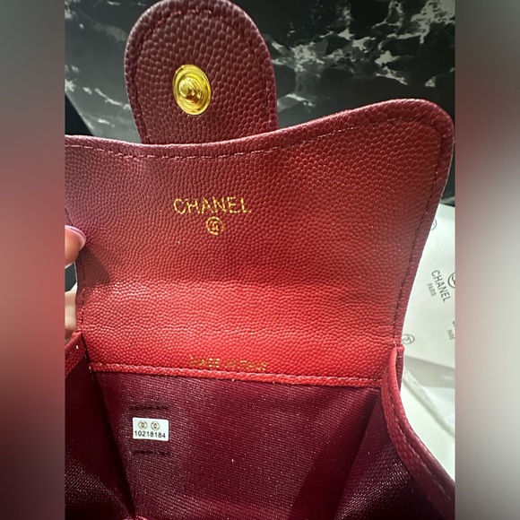 Pre owned CHANEL small flap classic caviar wallet - RED - Picture 3 of 5